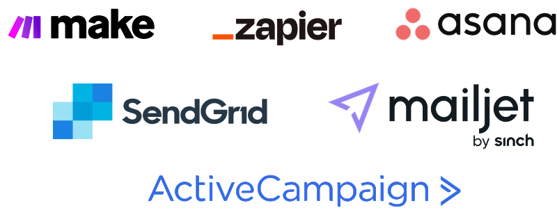 Make, Zapier, Asana, SendGrid, Mailjet und ActiveCampaign